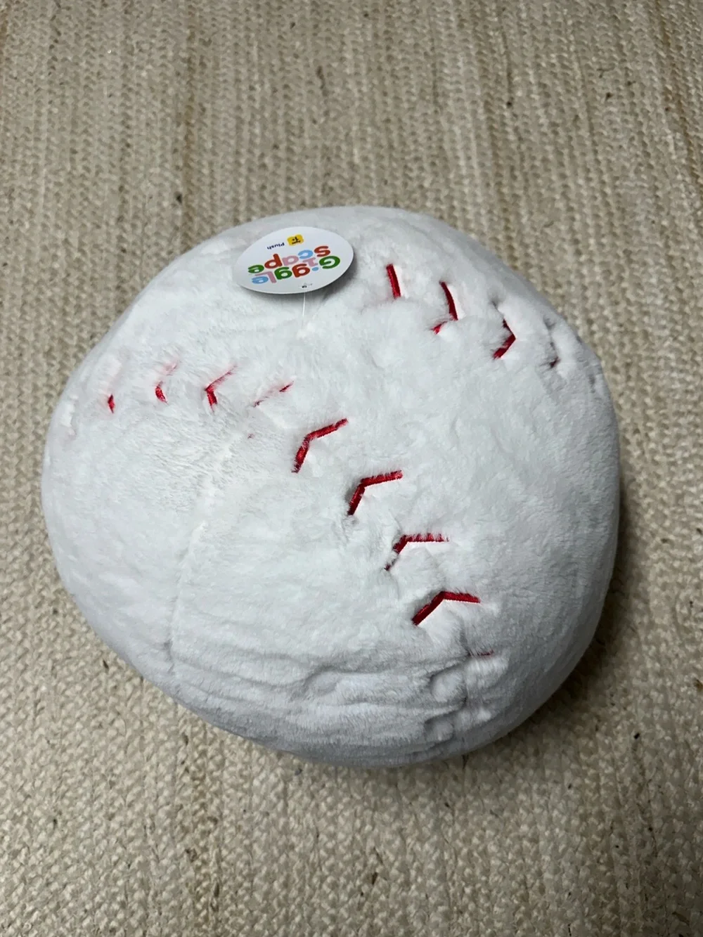 NEW Gigglescape 15” Round White Baseball Plush Pillow